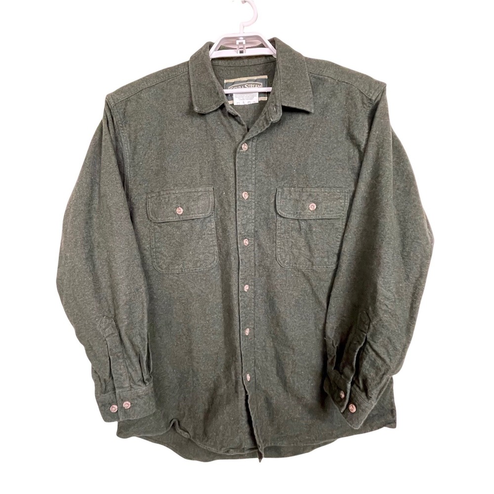 Field & Stream Flannel Shacket Size XL Green Button Up Long Sleeve